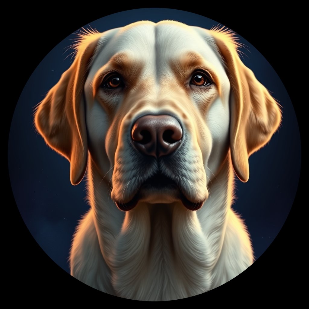 Cosmic medallion portrait of cHD10_424_cHD10_424, a Labrador Or Golden Retriever