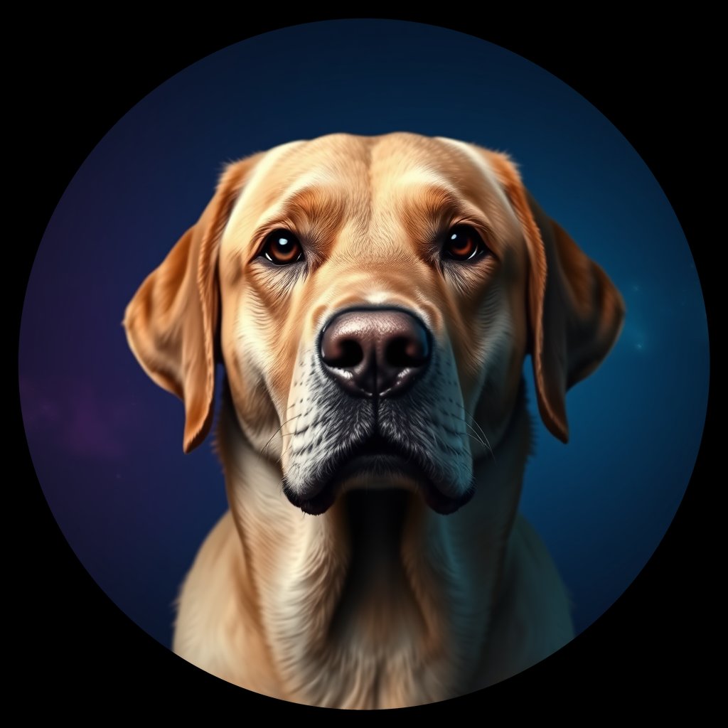 Cosmic medallion portrait of cHD10_425_cHD10_425, a Labrador Or Golden Retriever
