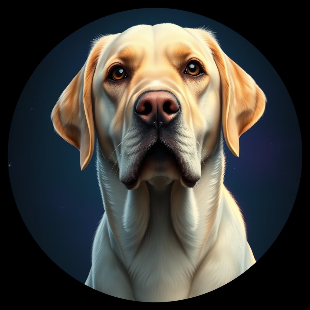 Cosmic medallion portrait of cHD10_428_cHD10_428, a Labrador Or Golden Retriever