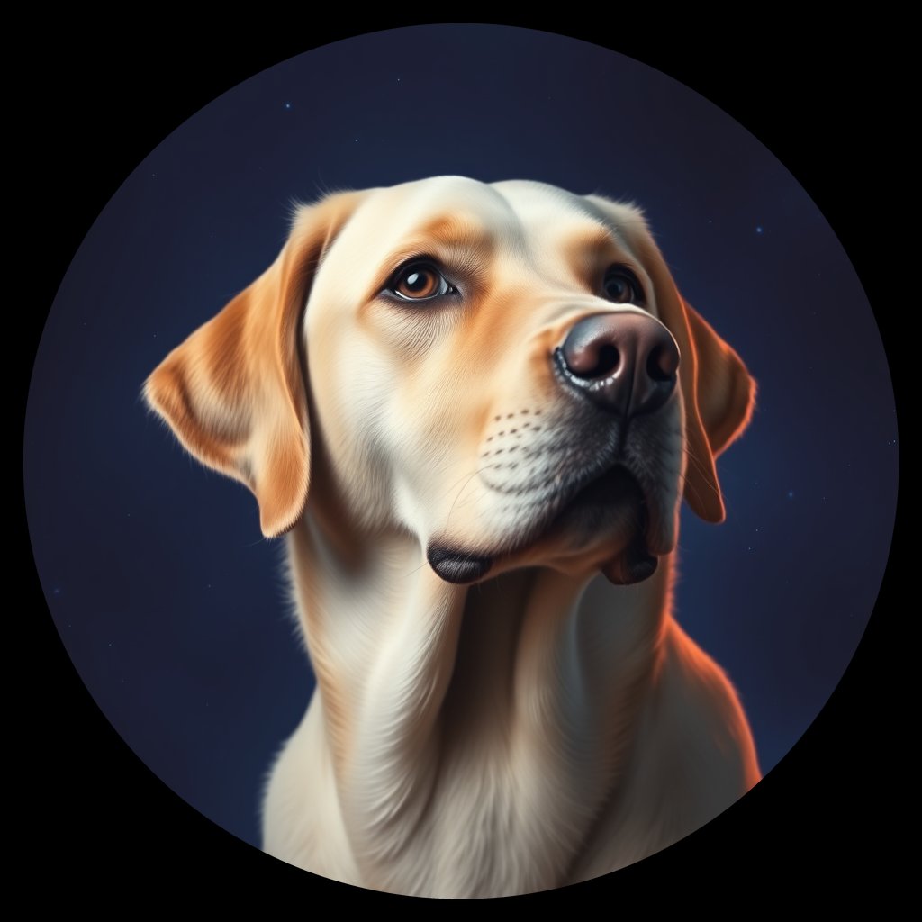 Cosmic medallion portrait of cHD10_429_cHD10_429, a Labrador Or Golden Retriever