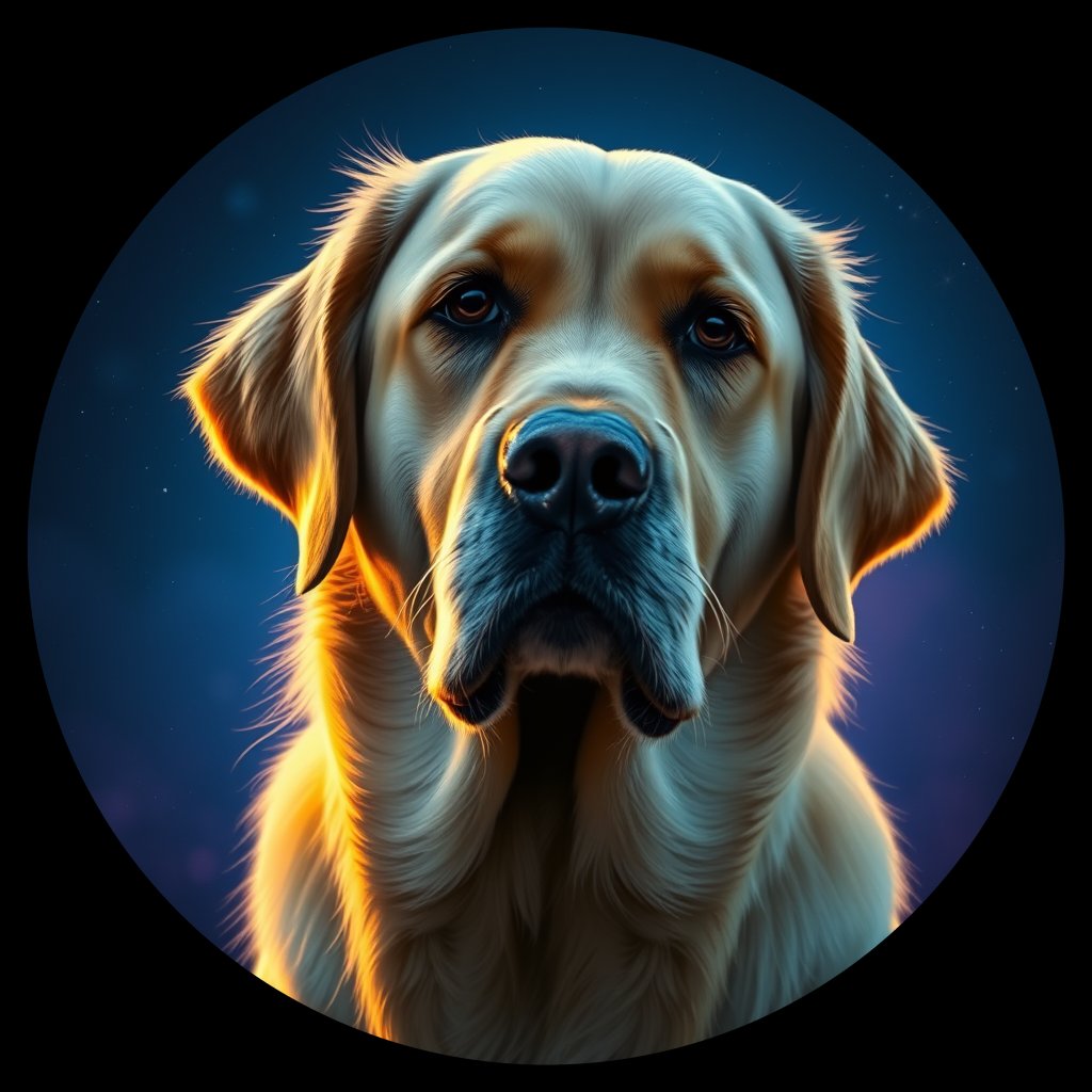 Cosmic medallion portrait of cHD10_430_cHD10_430, a Labrador Or Golden Retriever