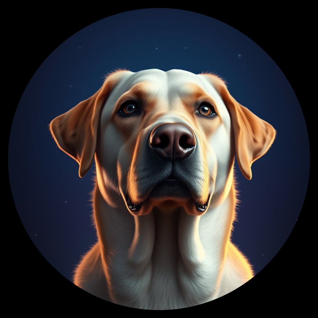 Cosmic medallion portrait of cHD10_432_cHD10_432, a Labrador Or Golden Retriever