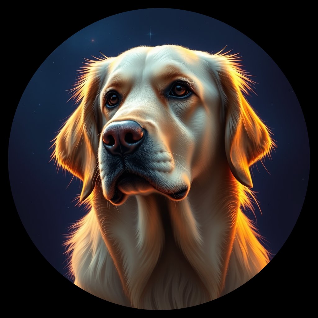 Cosmic medallion portrait of cHD10_433_cHD10_433, a Labrador Or Golden Retriever