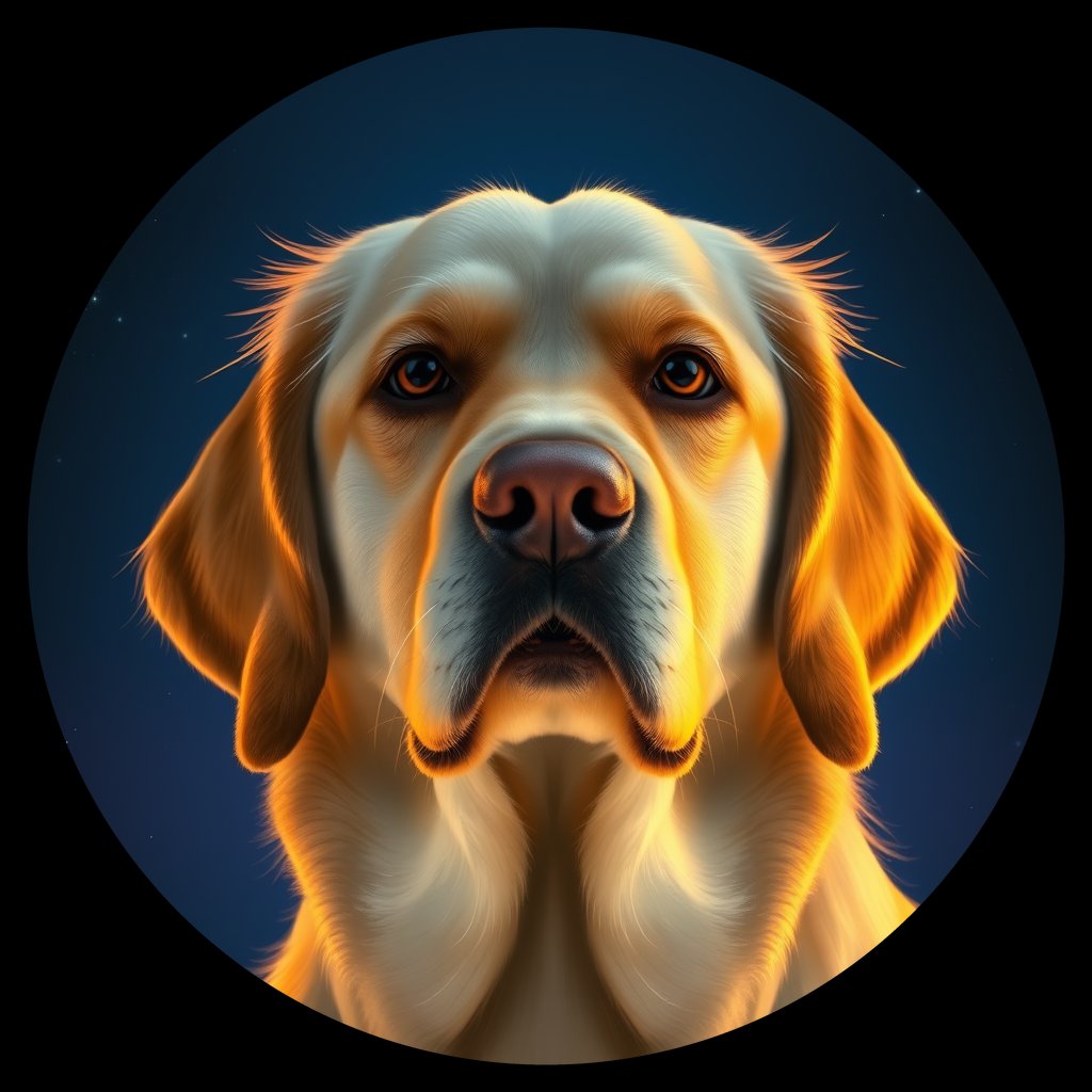 Cosmic medallion portrait of cHD10_435_cHD10_435, a Labrador Or Golden Retriever