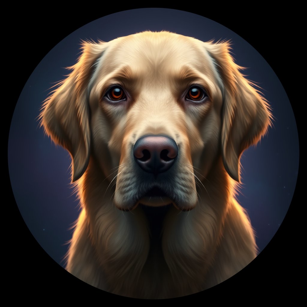 Cosmic medallion portrait of cHD10_436_cHD10_436, a Labrador Or Golden Retriever