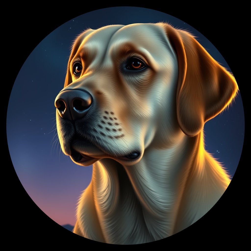 Cosmic medallion portrait of cHD10_437_cHD10_437, a Labrador Or Golden Retriever
