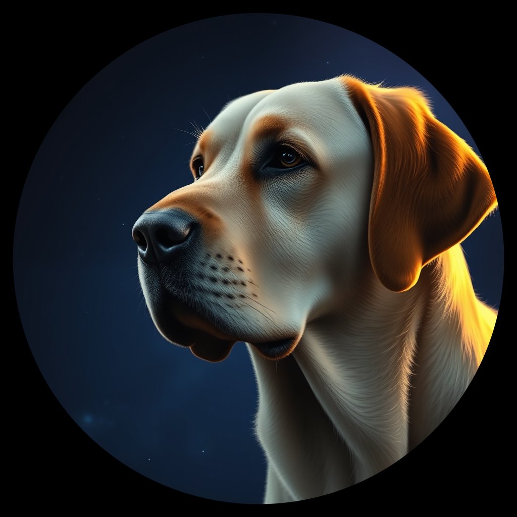 Cosmic medallion portrait of cHD10_438_cHD10_438, a Labrador Or Golden Retriever