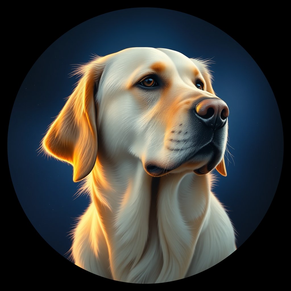 Cosmic medallion portrait of cHD10_439_cHD10_439, a Labrador Or Golden Retriever