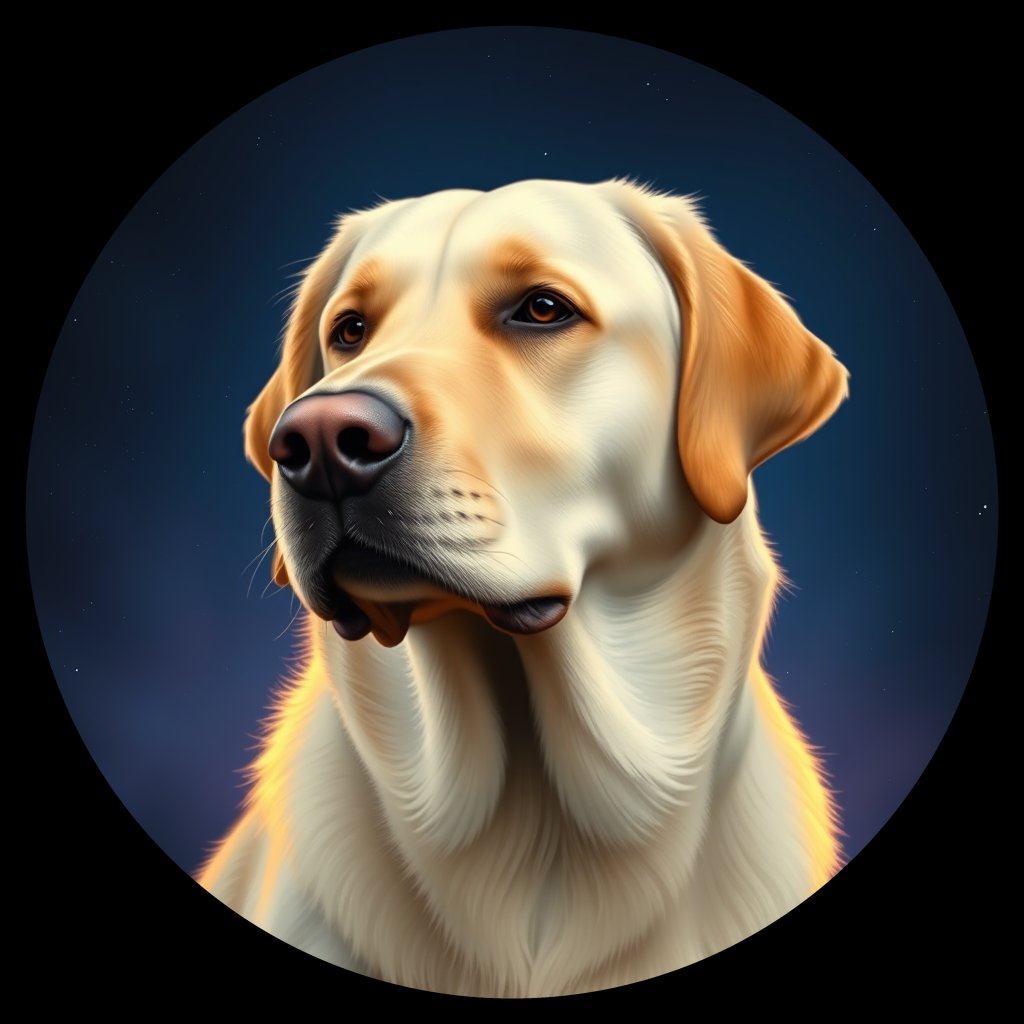 Cosmic medallion portrait of cHD10_440_cHD10_440, a Labrador Or Golden Retriever