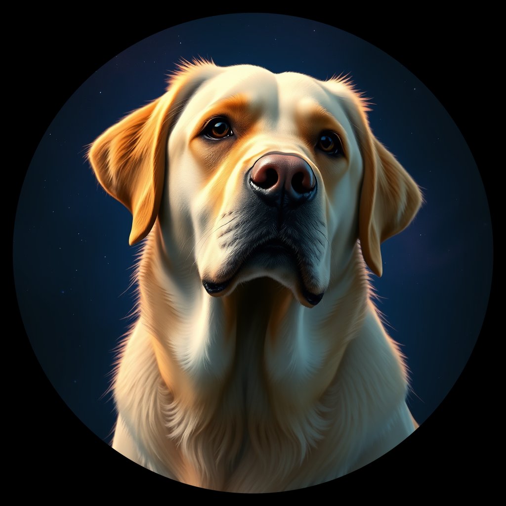 Cosmic medallion portrait of cHD10_441_cHD10_441, a Labrador Or Golden Retriever
