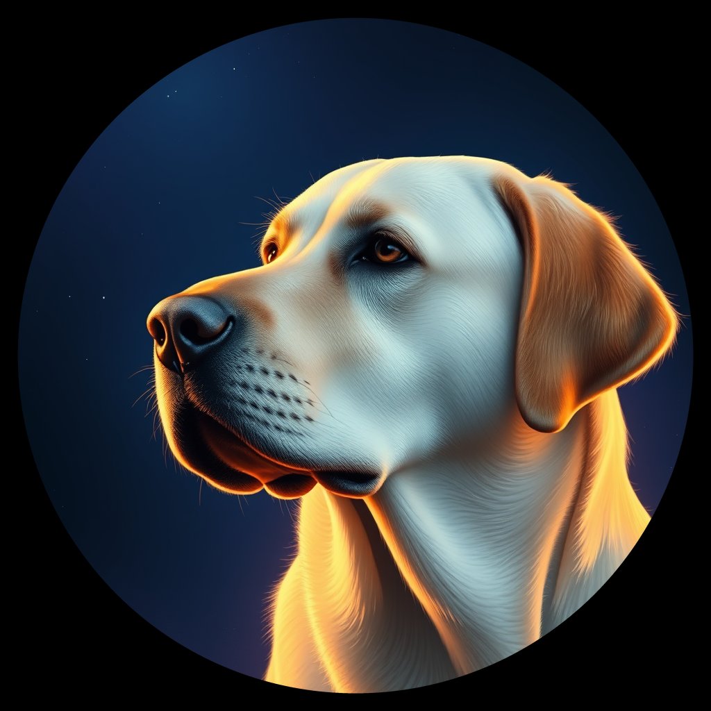 Cosmic medallion portrait of cHD10_442_cHD10_442, a Labrador Or Golden Retriever