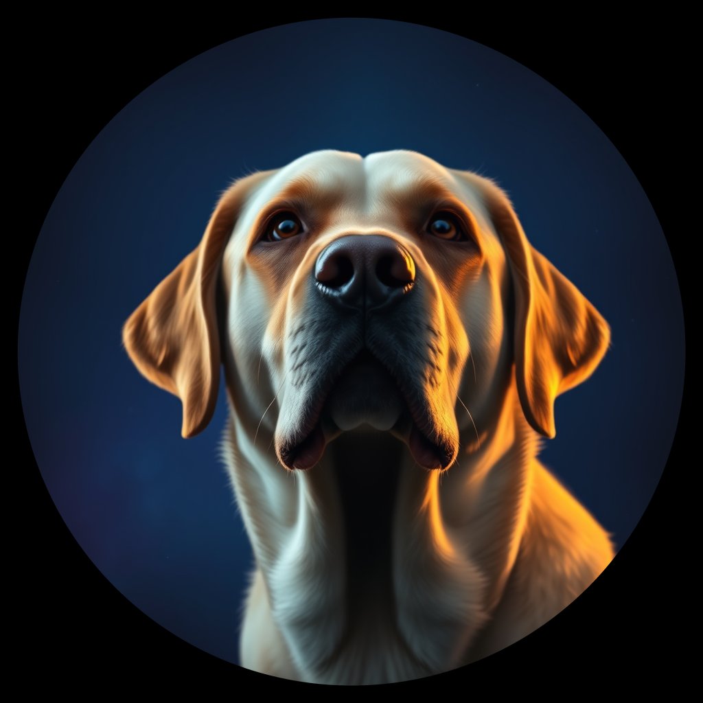 Cosmic medallion portrait of cHD10_443_cHD10_443, a Labrador Or Golden Retriever