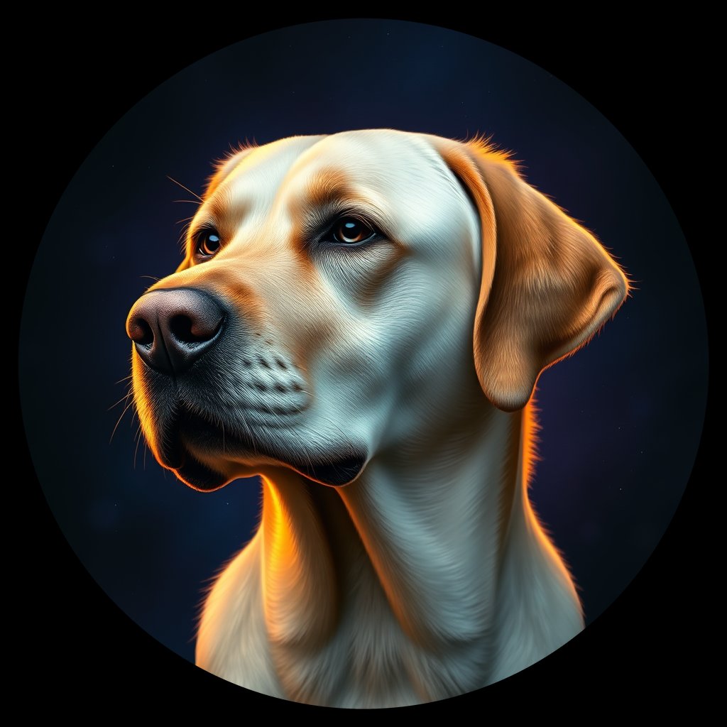 Cosmic medallion portrait of cHD10_444_cHD10_444, a Labrador Or Golden Retriever