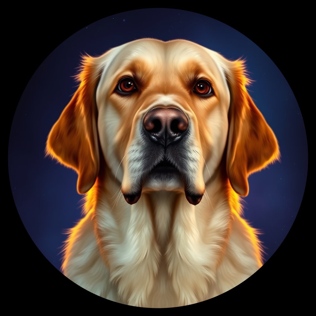 Cosmic medallion portrait of cHD10_445_cHD10_445, a Labrador Or Golden Retriever