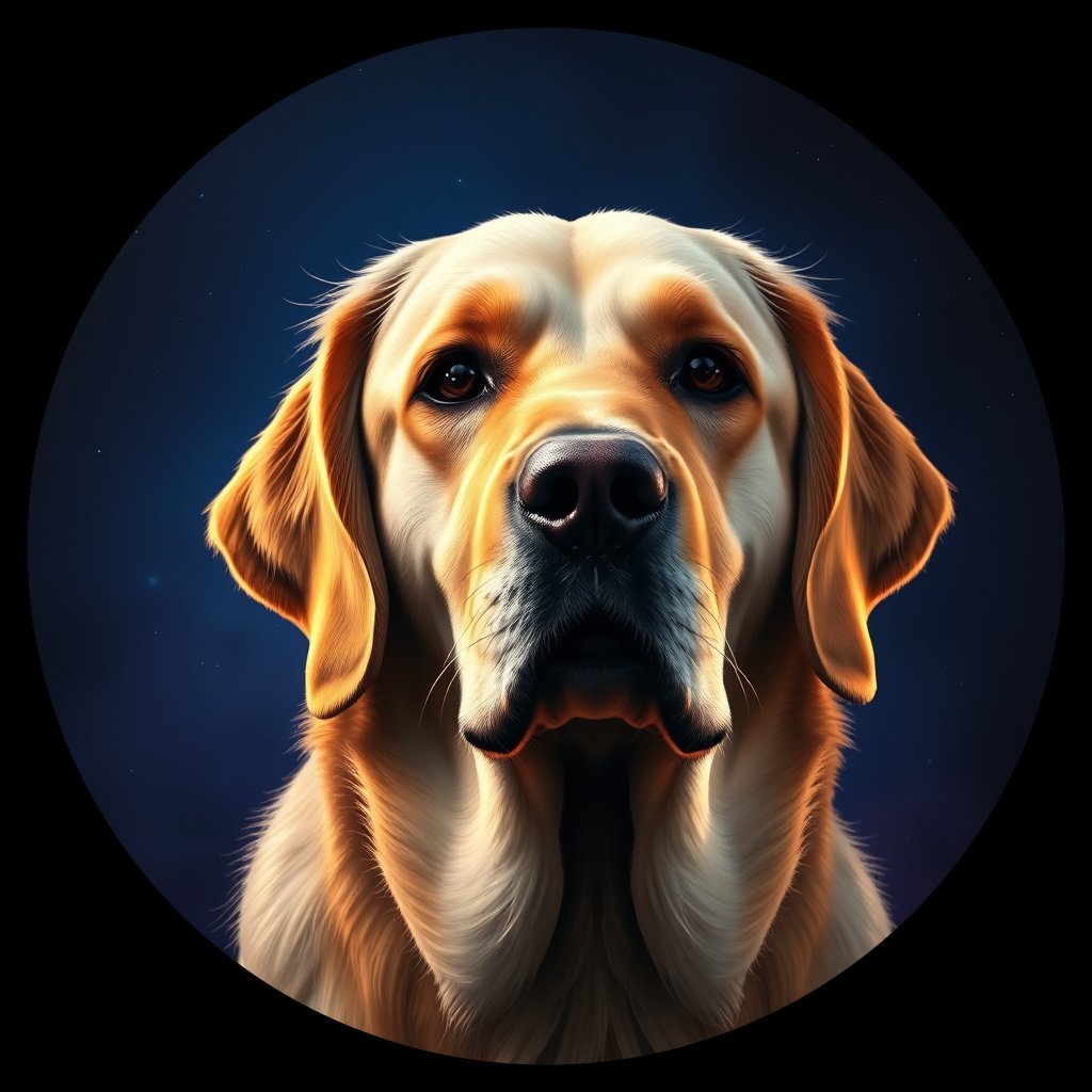 Cosmic medallion portrait of cHD10_446_cHD10_446, a Labrador Or Golden Retriever