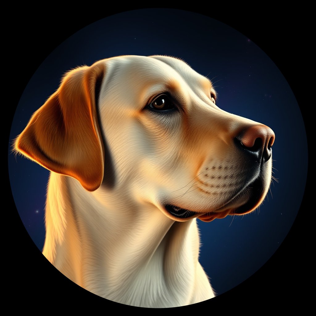 Cosmic medallion portrait of cHD10_447_cHD10_447, a Labrador Or Golden Retriever