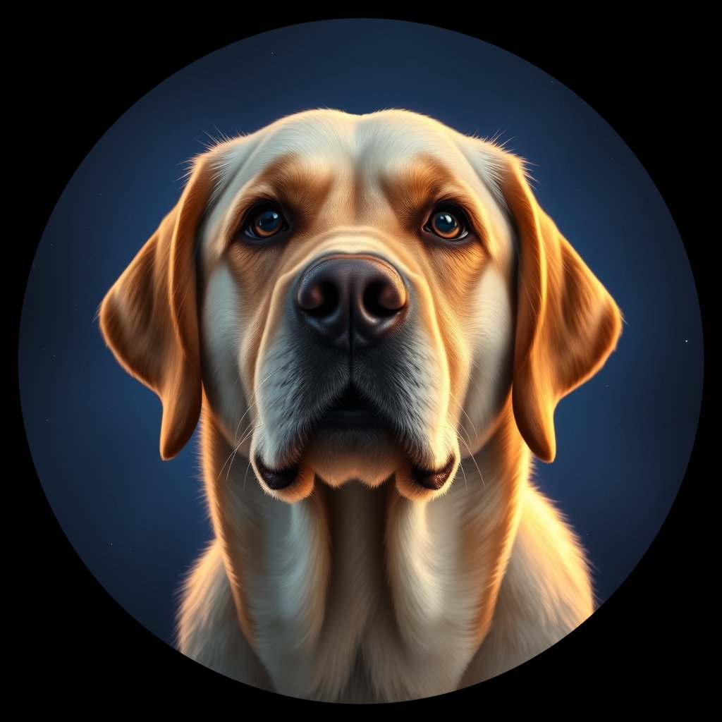 Cosmic medallion portrait of cHD10_448_cHD10_448, a Labrador Or Golden Retriever