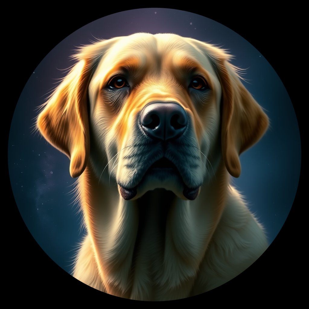 Cosmic medallion portrait of cHD10_449_cHD10_449, a Labrador Or Golden Retriever