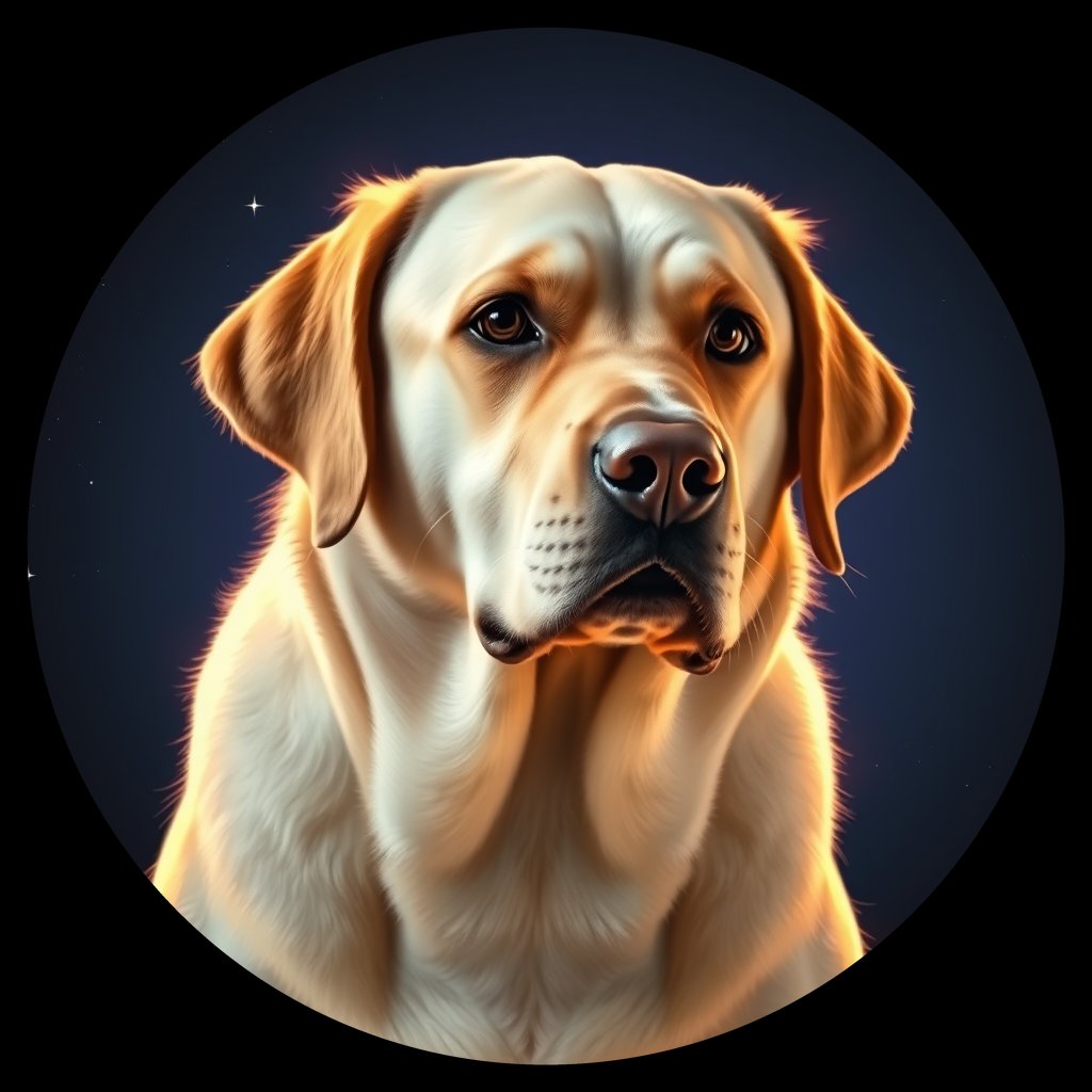 Cosmic medallion portrait of cHD10_454_cHD10_454, a Labrador Or Golden Retriever