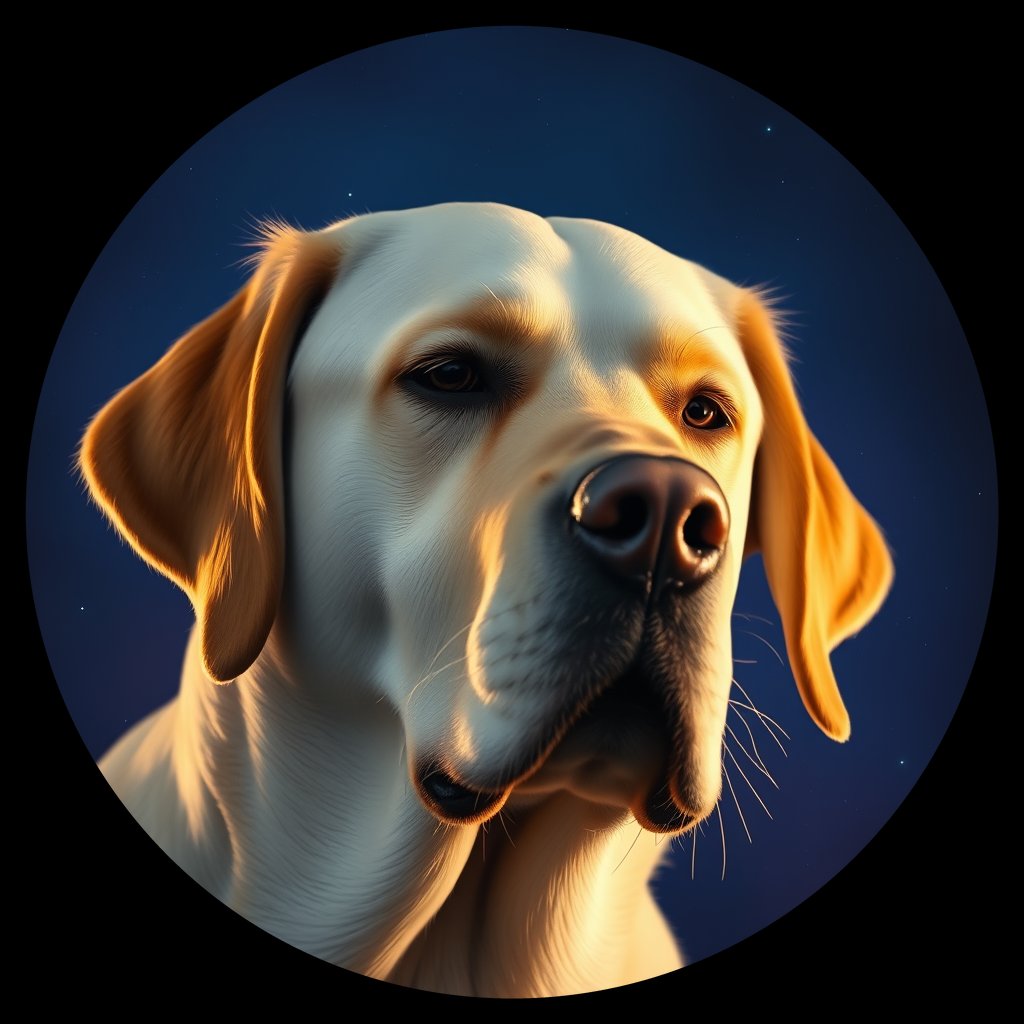 Cosmic medallion portrait of cHD10_456_cHD10_456, a Labrador Or Golden Retriever