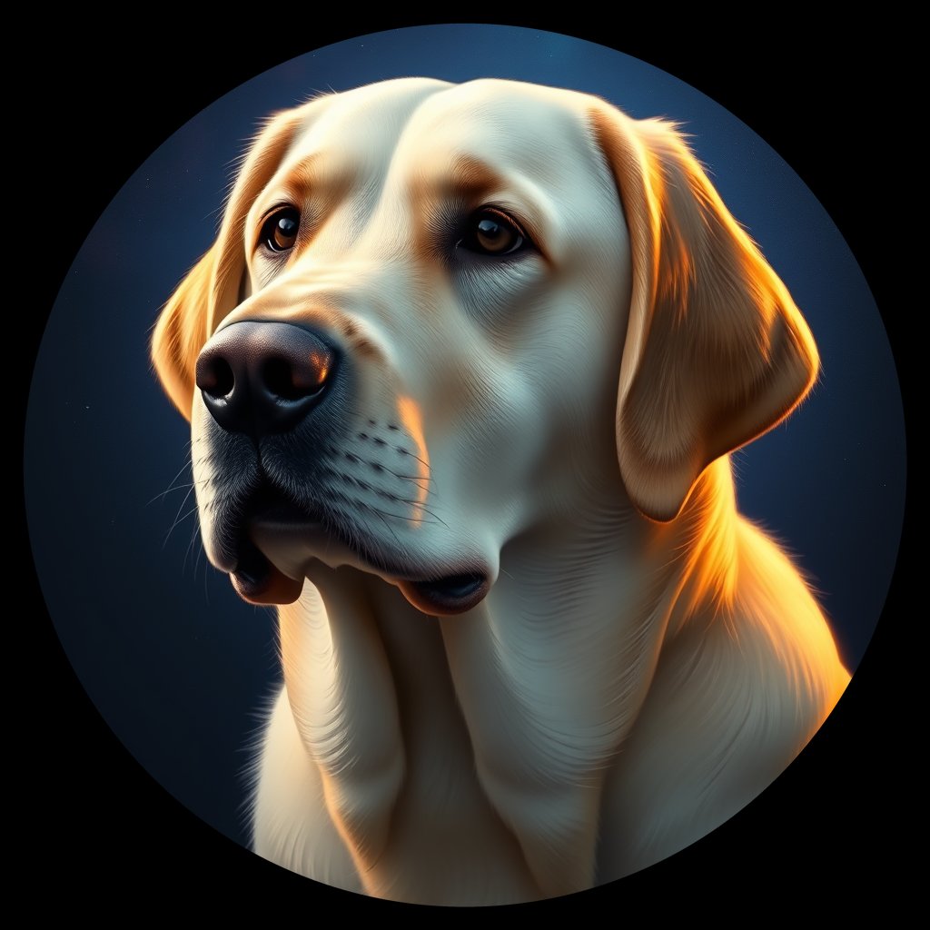 Cosmic medallion portrait of cHD10_457_cHD10_457, a Labrador Or Golden Retriever