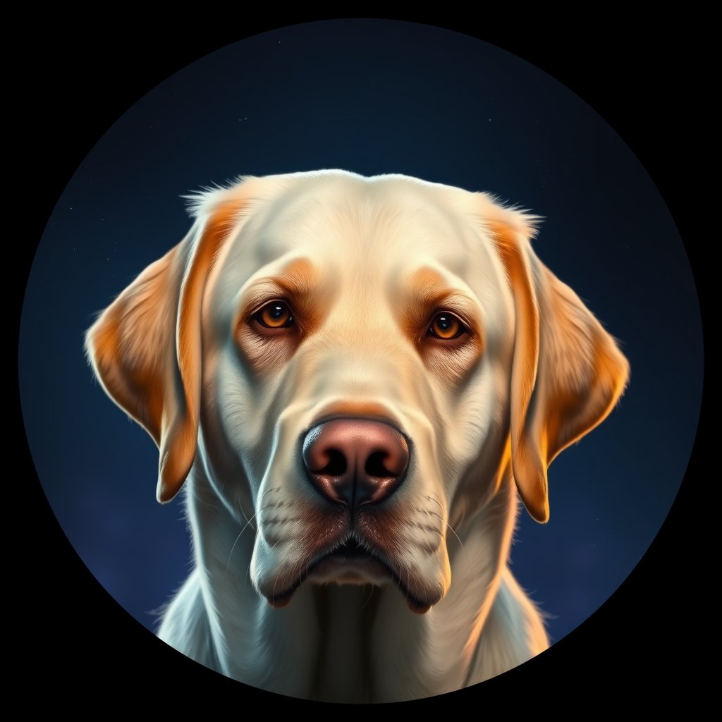 Cosmic medallion portrait of cHD10_458_cHD10_458, a Labrador Or Golden Retriever