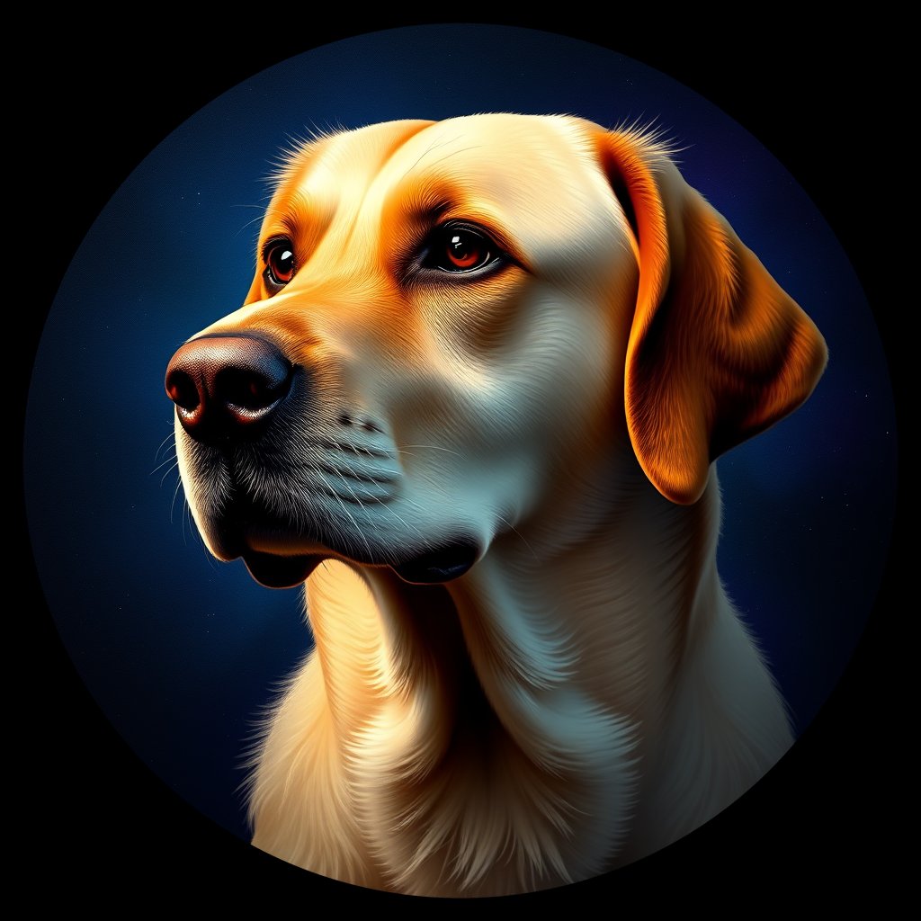 Cosmic medallion portrait of cHD10_460_cHD10_460, a Labrador Or Golden Retriever