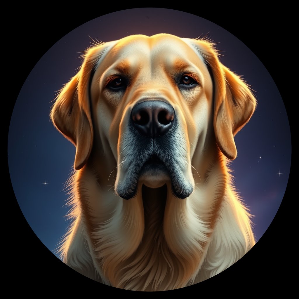 Cosmic medallion portrait of cHD10_462_cHD10_462, a Labrador Or Golden Retriever