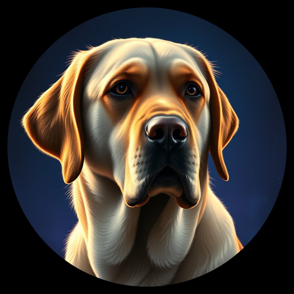 Cosmic medallion portrait of cHD10_463_cHD10_463, a Labrador Or Golden Retriever
