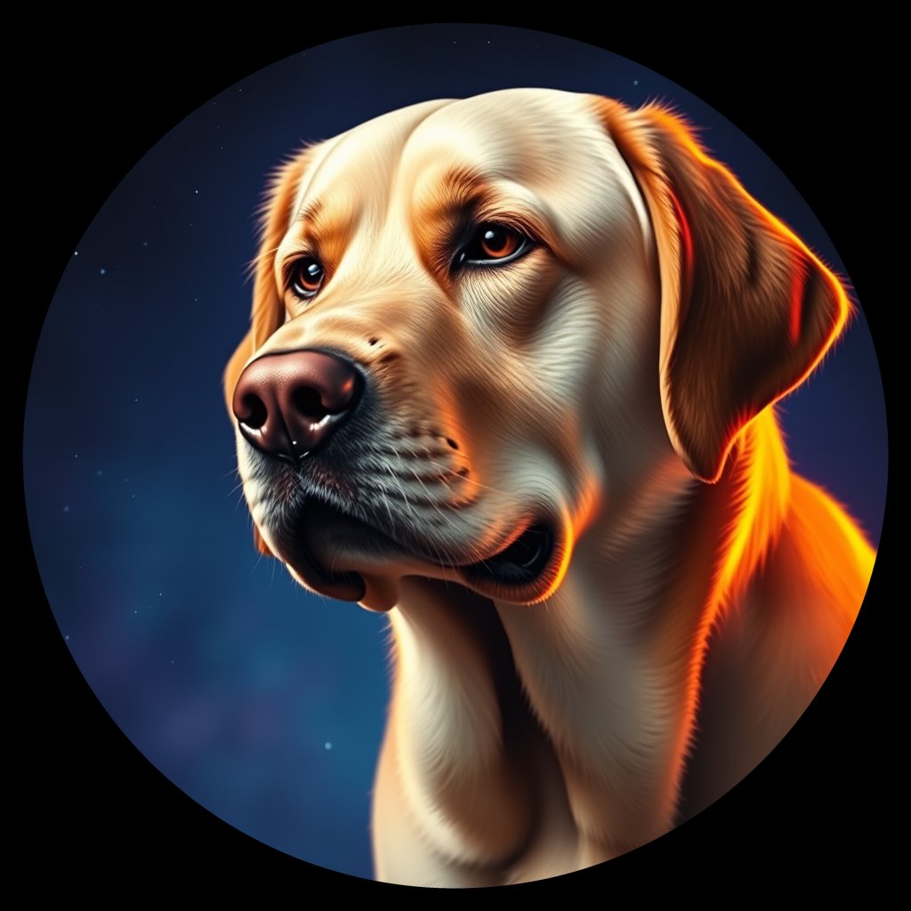Cosmic medallion portrait of cHD10_464_cHD10_464, a Labrador Or Golden Retriever