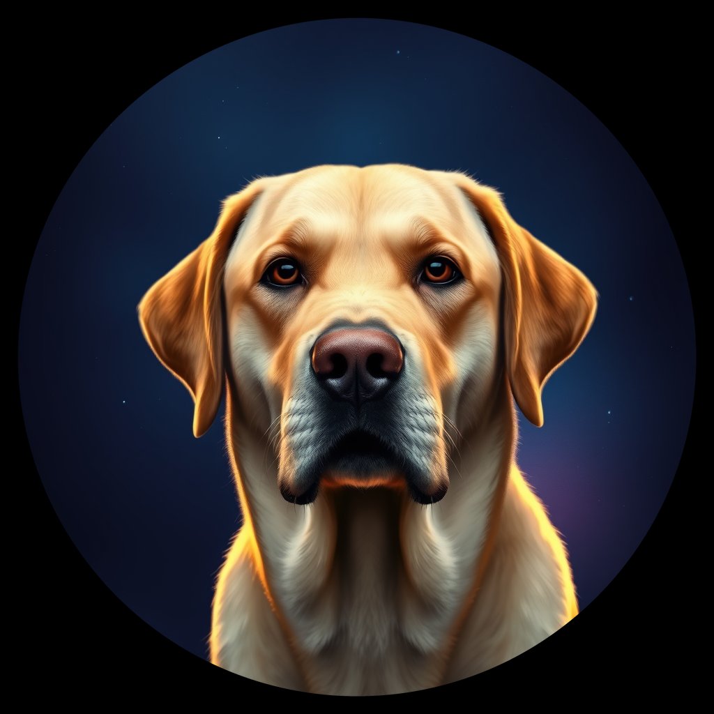 Cosmic medallion portrait of cHD10_466_cHD10_466, a Labrador Or Golden Retriever