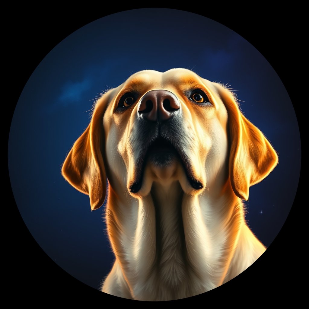 Cosmic medallion portrait of cHD10_468_cHD10_468, a Labrador Or Golden Retriever