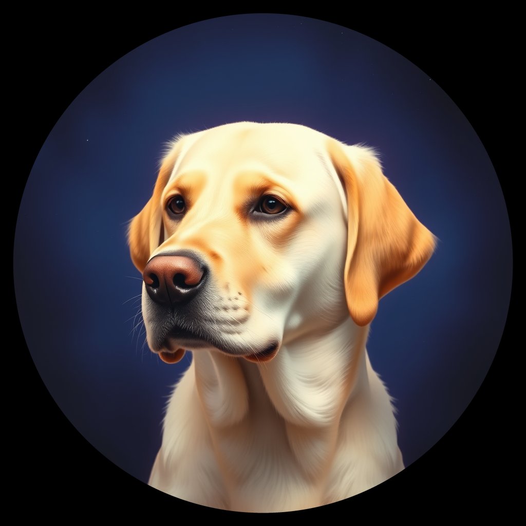 Cosmic medallion portrait of cHD10_470_cHD10_470, a Labrador Or Golden Retriever