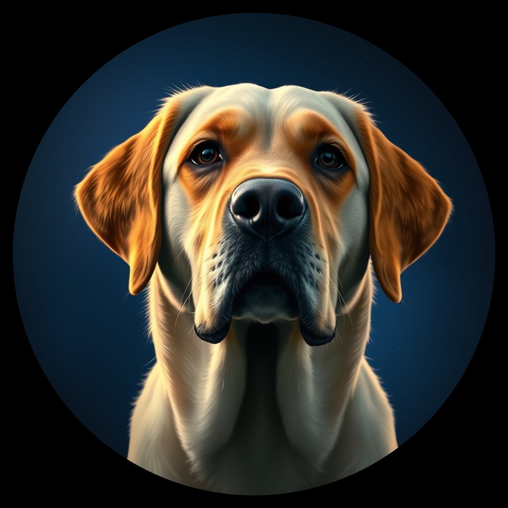 Cosmic medallion portrait of cHD10_471_cHD10_471, a Labrador Or Golden Retriever