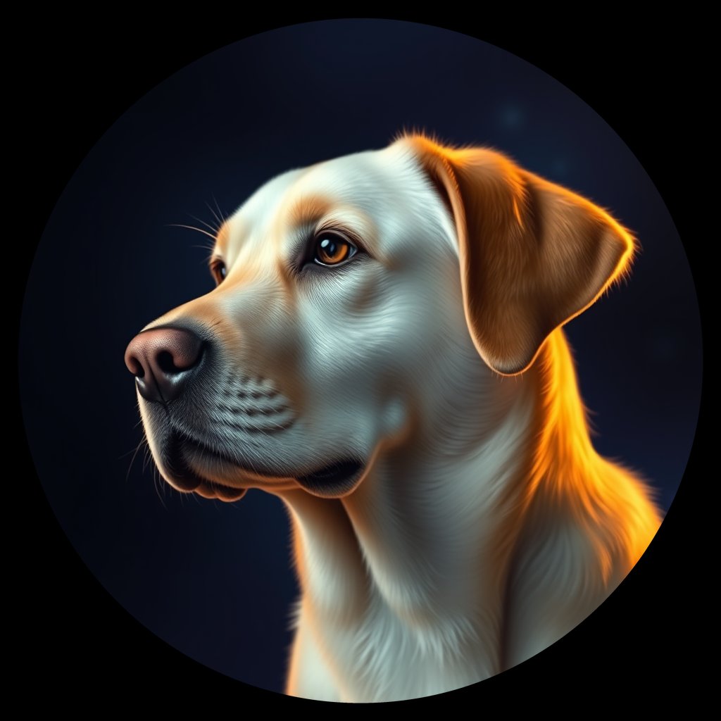 Cosmic medallion portrait of cHD10_472_cHD10_472, a Labrador Or Golden Retriever