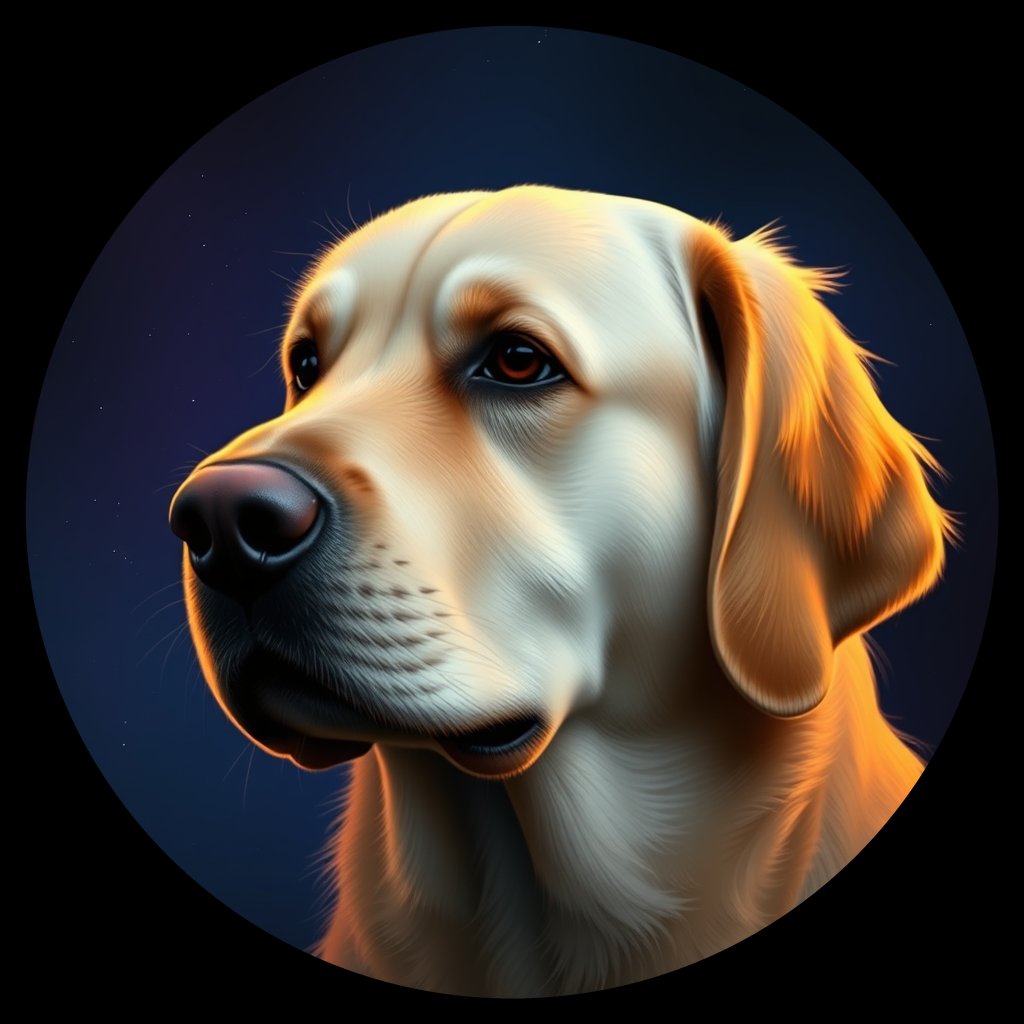 Cosmic medallion portrait of cHD10_473_cHD10_473, a Labrador Or Golden Retriever