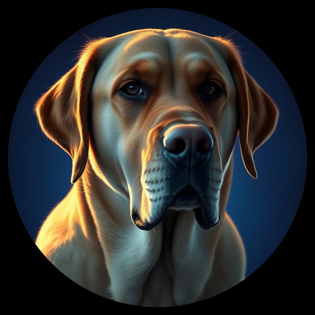 Cosmic medallion portrait of cHD10_476_cHD10_476, a Labrador Or Golden Retriever