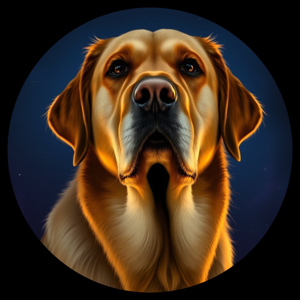 Cosmic medallion portrait of cHD10_480_cHD10_480, a Labrador Or Golden Retriever