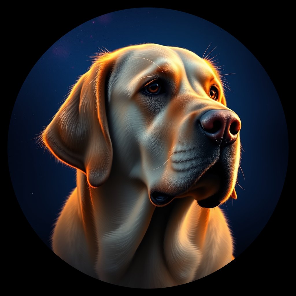 Cosmic medallion portrait of cHD10_481_cHD10_481, a Labrador Or Golden Retriever