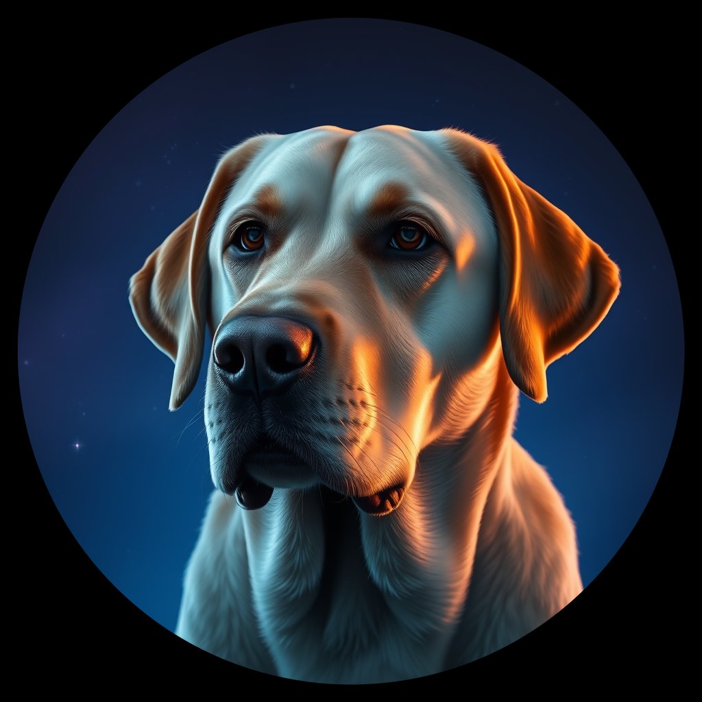 Cosmic medallion portrait of cHD10_484_cHD10_484, a Labrador Or Golden Retriever