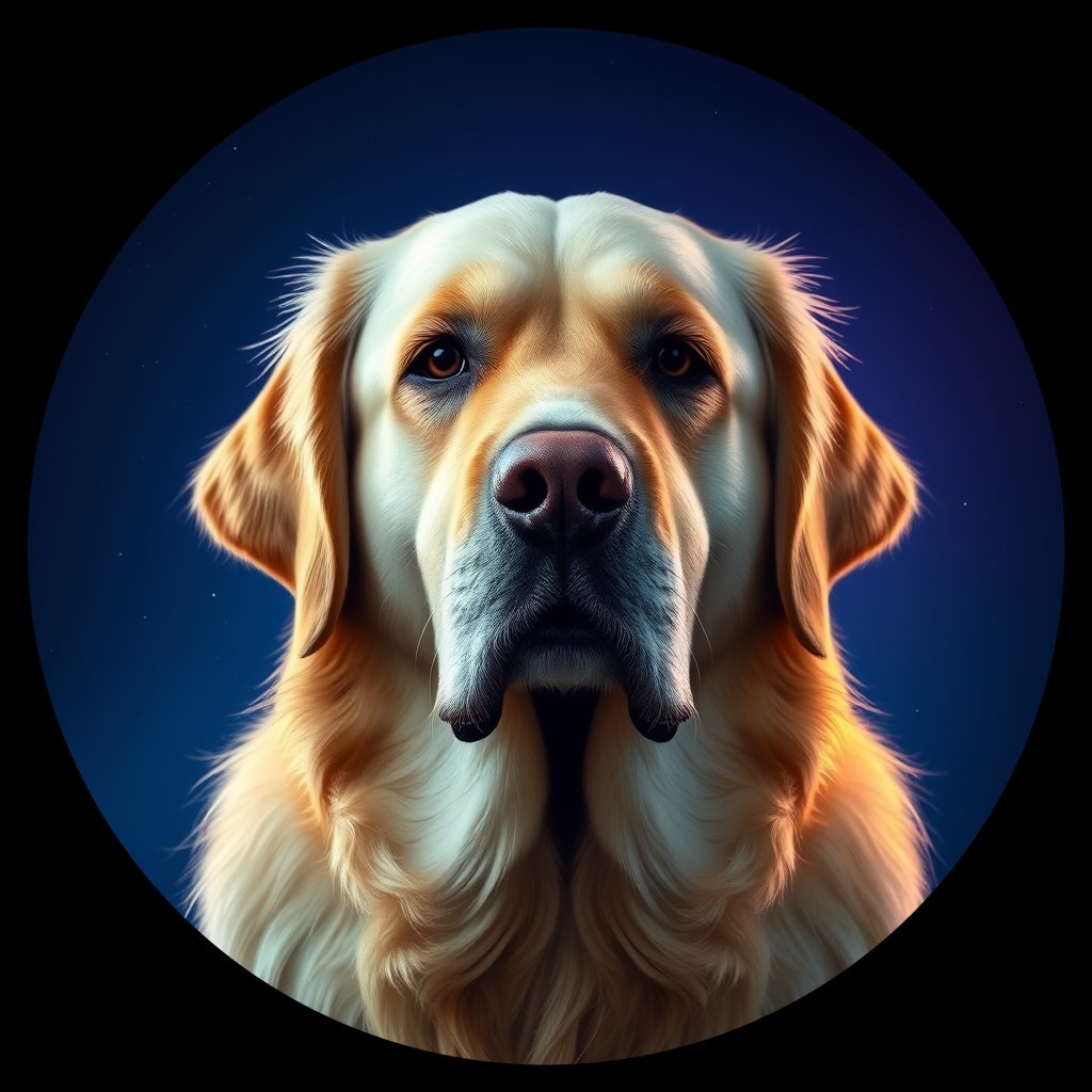 Cosmic medallion portrait of cHD10_485_cHD10_485, a Labrador Or Golden Retriever