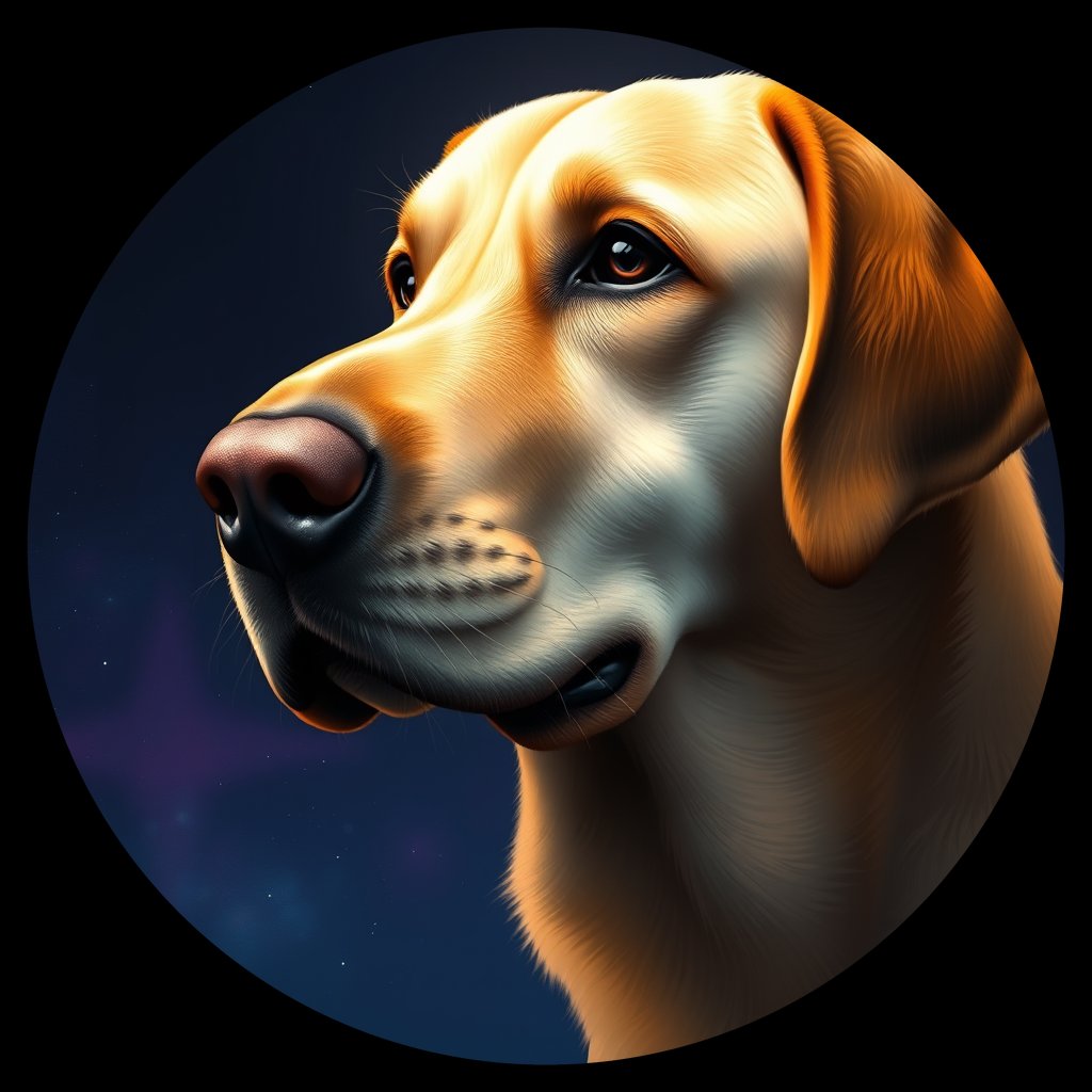 Cosmic medallion portrait of cHD10_489_cHD10_489, a Labrador Or Golden Retriever