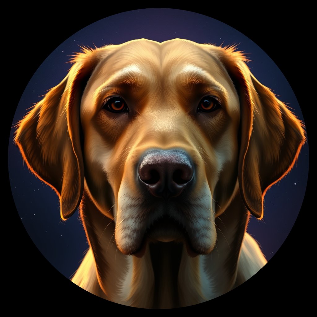 Cosmic medallion portrait of cHD10_490_cHD10_490, a Labrador Or Golden Retriever