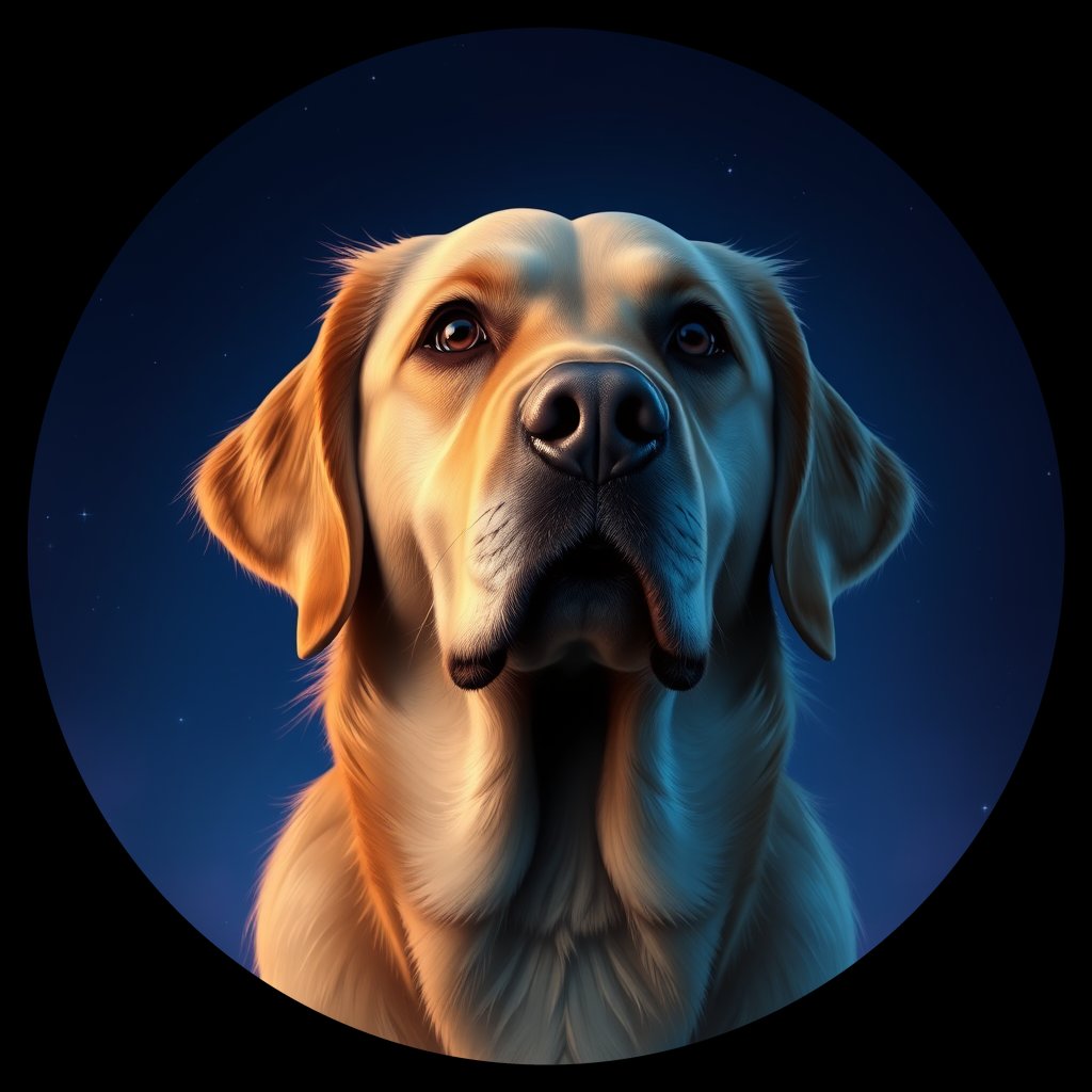 Cosmic medallion portrait of cHD10_492_cHD10_492, a Labrador Or Golden Retriever