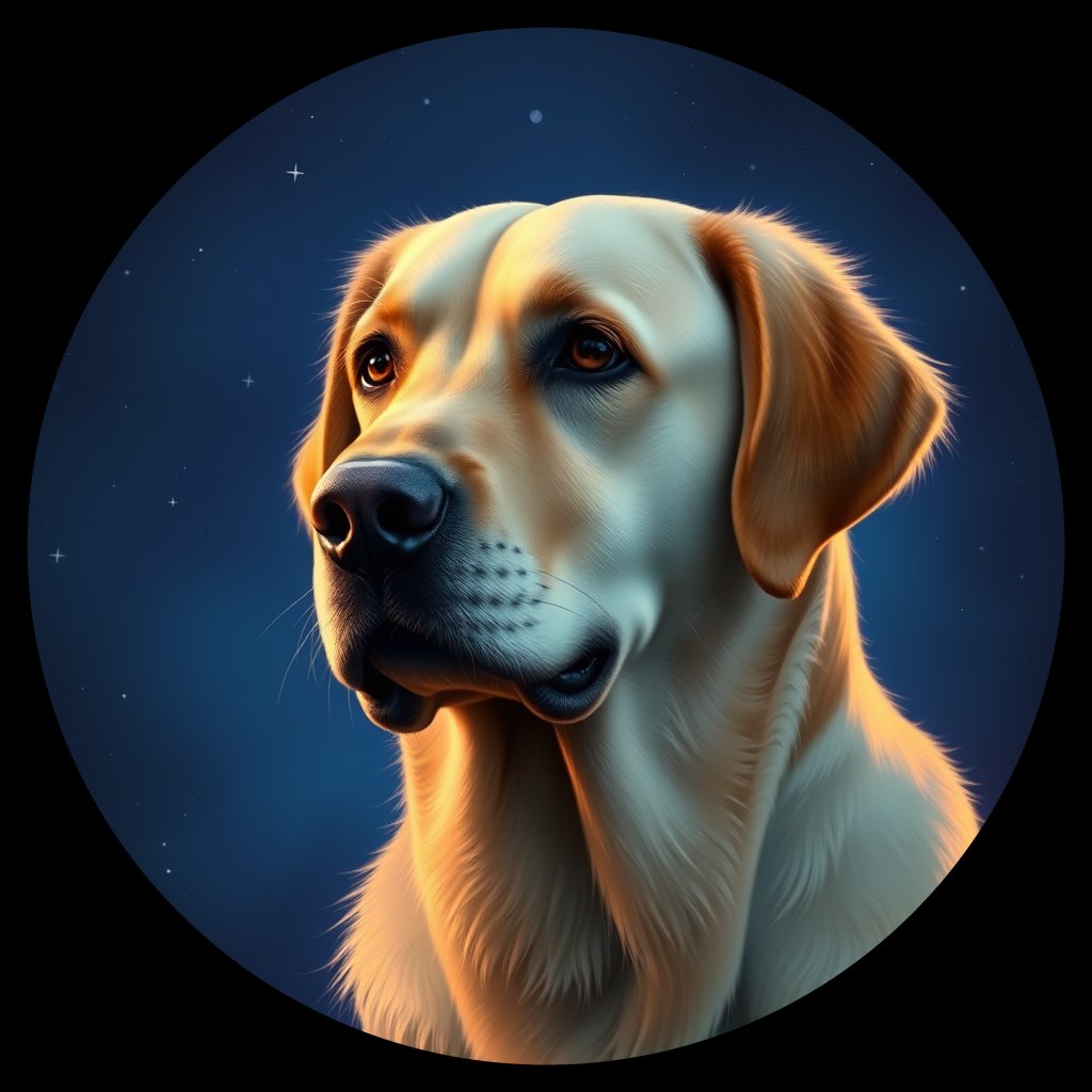 Cosmic medallion portrait of cHD10_493_cHD10_493, a Labrador Or Golden Retriever