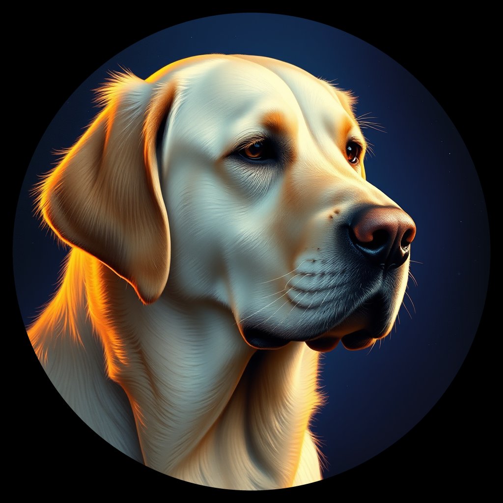 Cosmic medallion portrait of cHD10_494_cHD10_494, a Labrador Or Golden Retriever