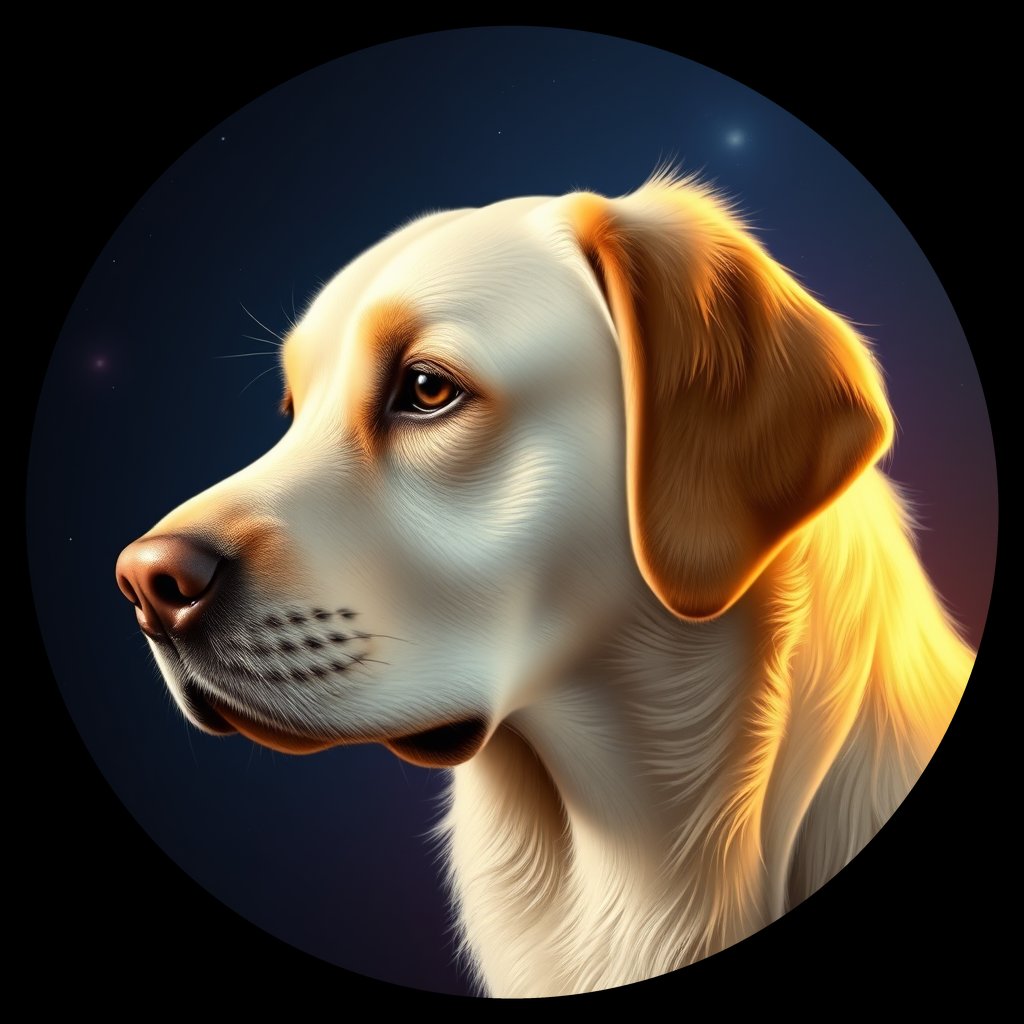 Cosmic medallion portrait of cHD10_496_cHD10_496, a Labrador Or Golden Retriever