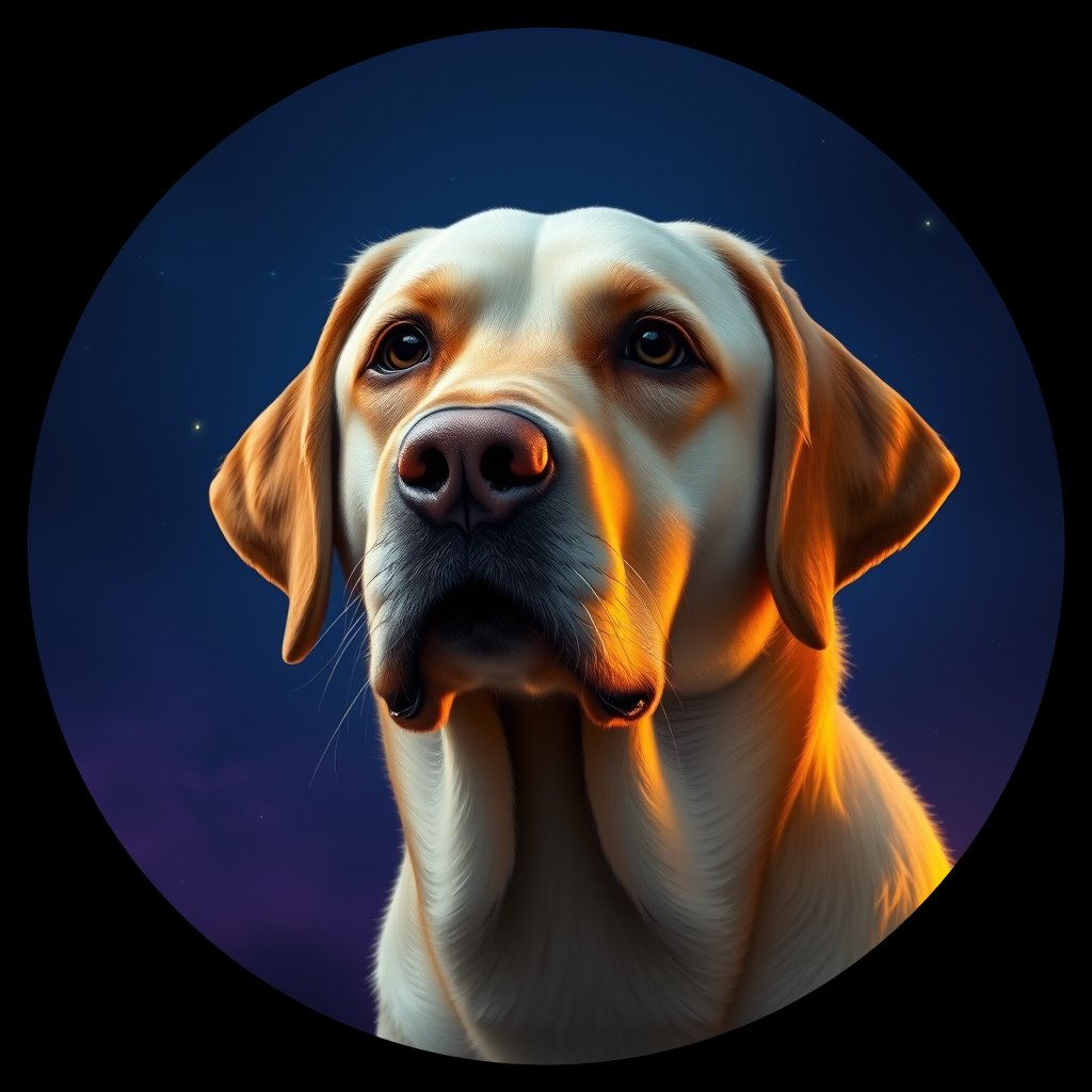 Cosmic medallion portrait of cHD10_500_cHD10_500, a Labrador Or Golden Retriever