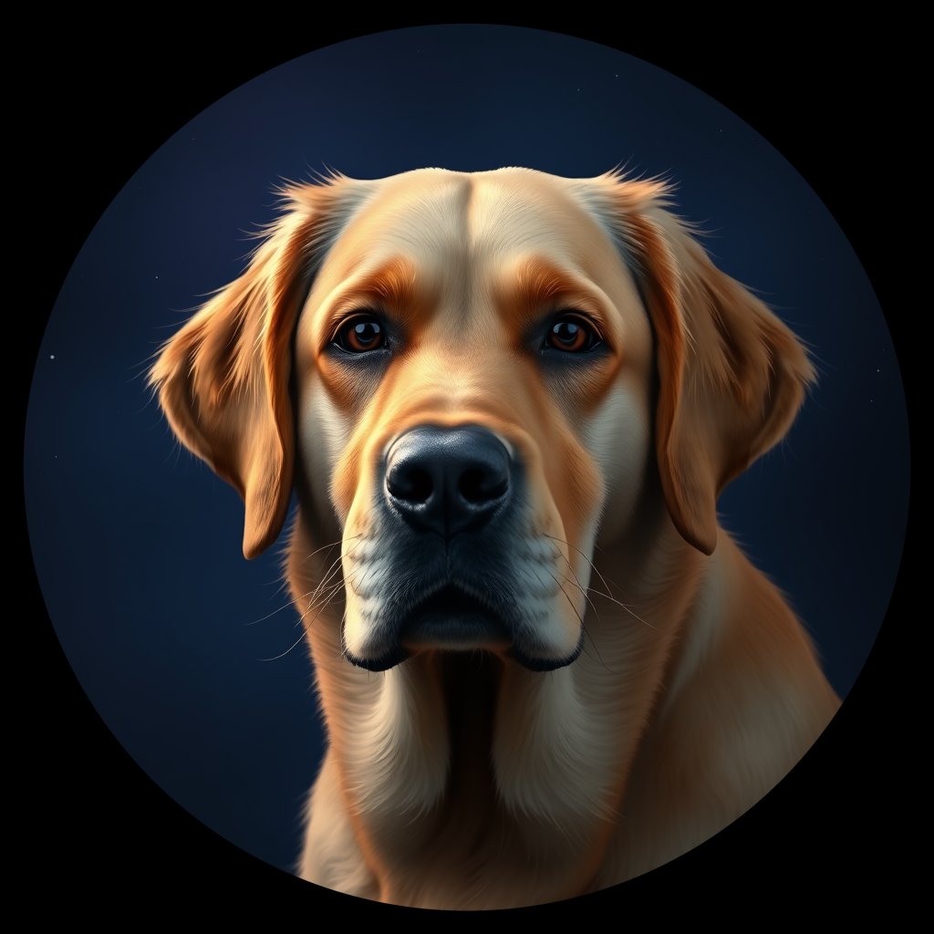 Cosmic medallion portrait of cHD10_501_cHD10_501, a Labrador Or Golden Retriever