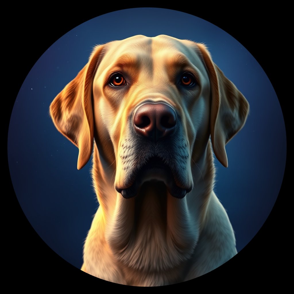 Cosmic medallion portrait of cHD10_502_cHD10_502, a Labrador Or Golden Retriever
